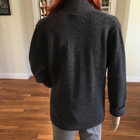 Gray Shawl Collar Merino Wool Cardigan - Picture 2 of 6